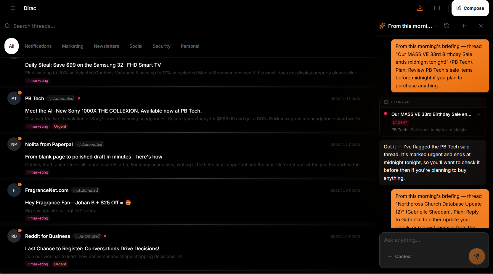 Dirac Overall Dashboard